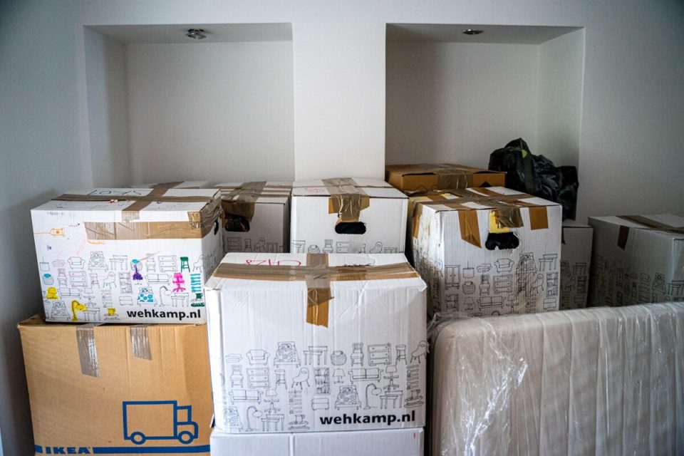 packed boxes in a home