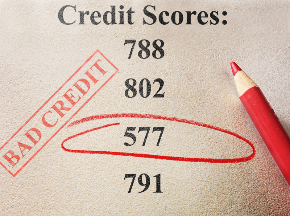 a report listing bad credit scores