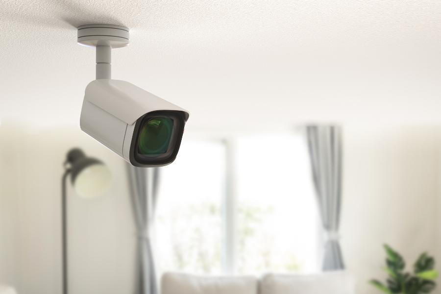 a home security camera fitted indoors