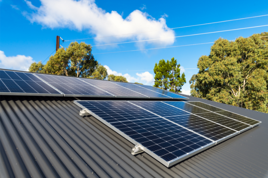 solar panels on a house roof