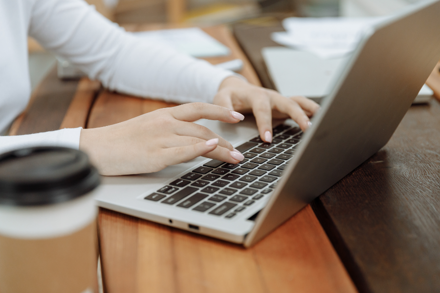 woman working on a laptop