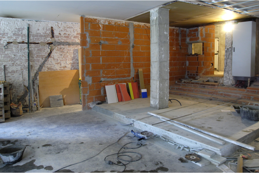 a property during a remodel with no wall finishings